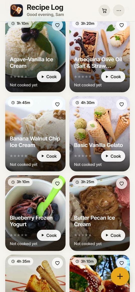 Photo tiles of ice cream recipes